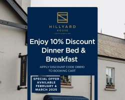 Use discount code DBB10 for a 10% Discount on our Dinner Bed & Breakfast Package for stays up until 31st March 2025